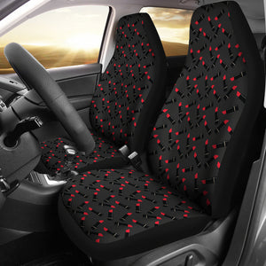 Dark Charcoal Gray Car Seat Covers With Lipstick Tubes Pattern Makeup Beauty Boss