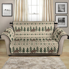 Load image into Gallery viewer, Tan With Bears, Pine Trees and Acorns Furniture Slipcover Protectors Rustic Pattern
