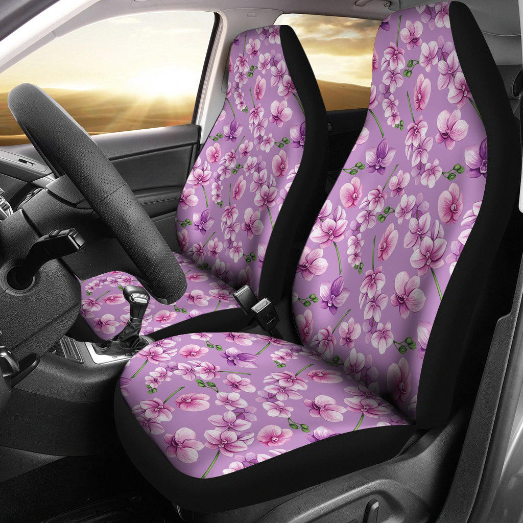 Light Purple and Pink Orchid Flower Pattern Car Seat Covers