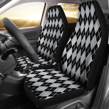Load image into Gallery viewer, Black and Silver Argyle Car Seat Covers
