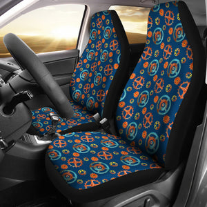 Blue With Steampunk Pattern Car Seat Covers