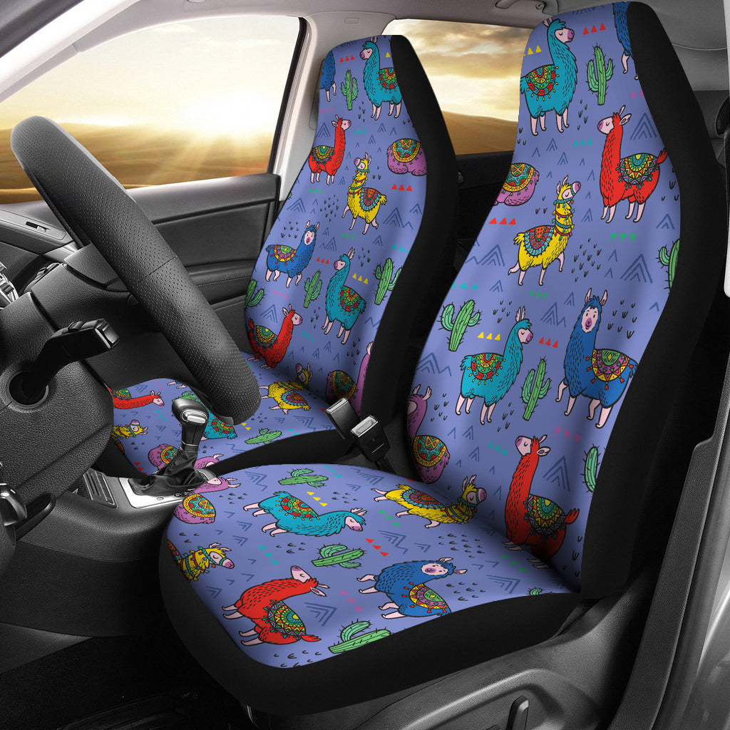 Periwinkle blue with llamas car seat covers