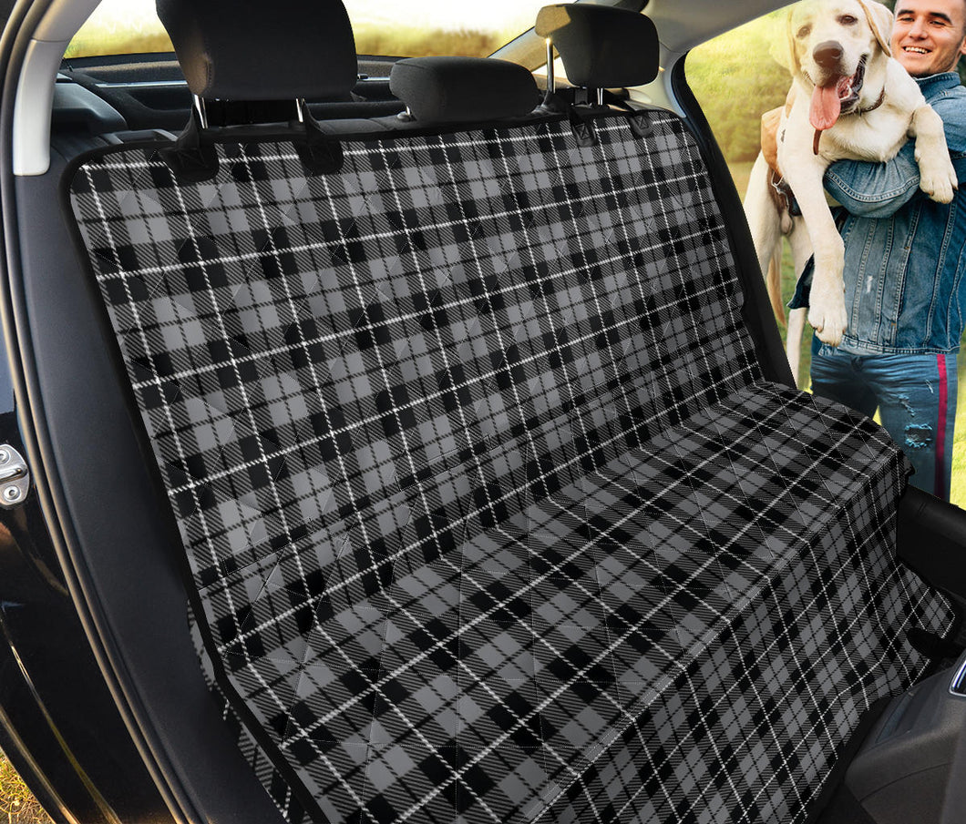 Gray, Black and White Plaid Pet Hammock Back Seat Cover For Dogs