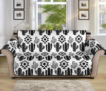 Load image into Gallery viewer, Black and White Cactus Boho Pattern on Sofa Slipcover For Up to 70&quot; Seat Width Couches

