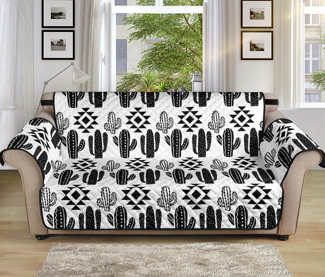 Black and White Cactus Boho Pattern on Sofa Slipcover For Up to 70
