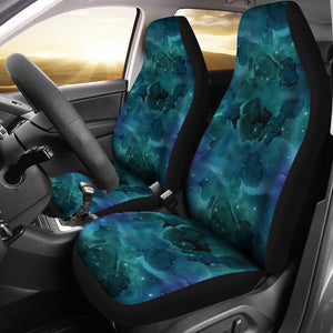 Teal Blue Sky Galaxy Nebula Pattern Car Seat Covers