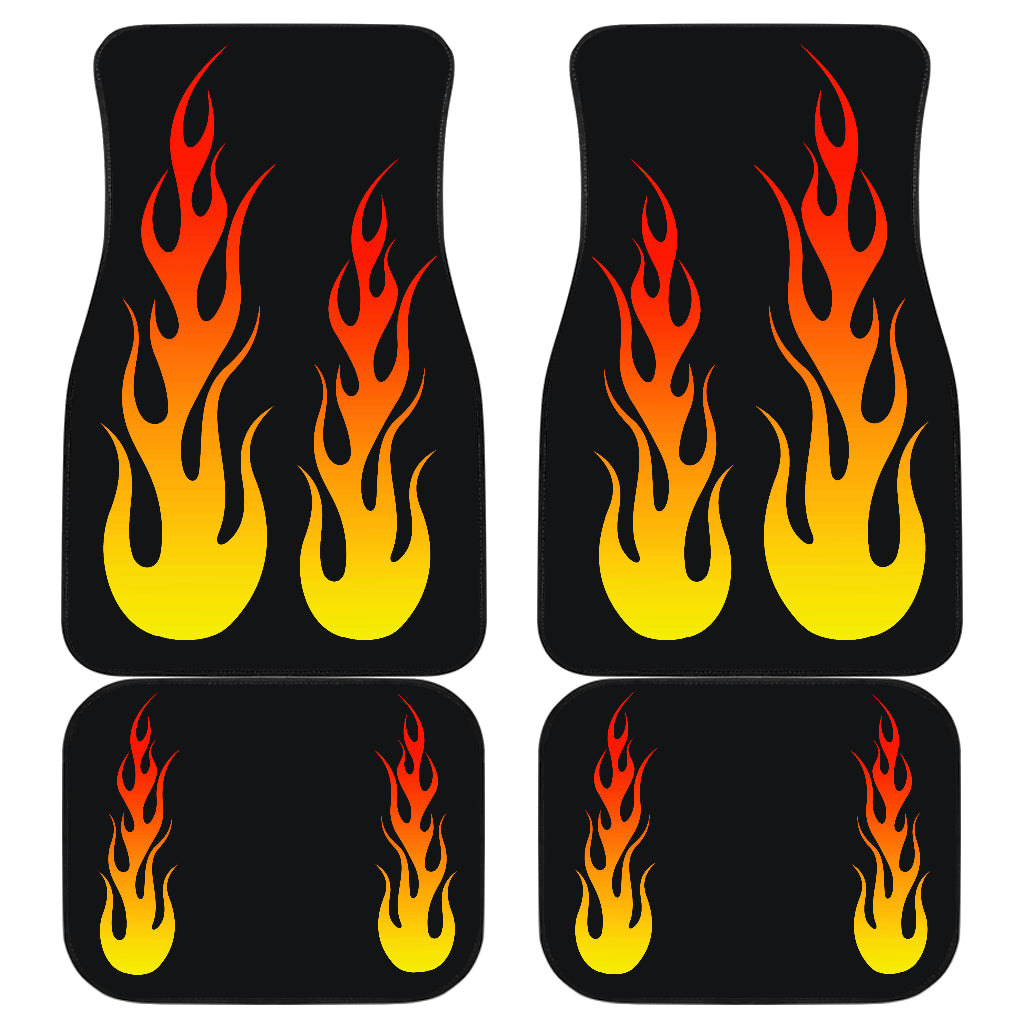Flames on Car Floor Mats Set of 4 Front and Back