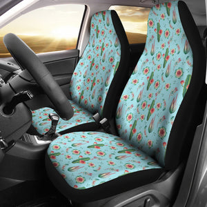 Blue With Cactus Car Seat Covers