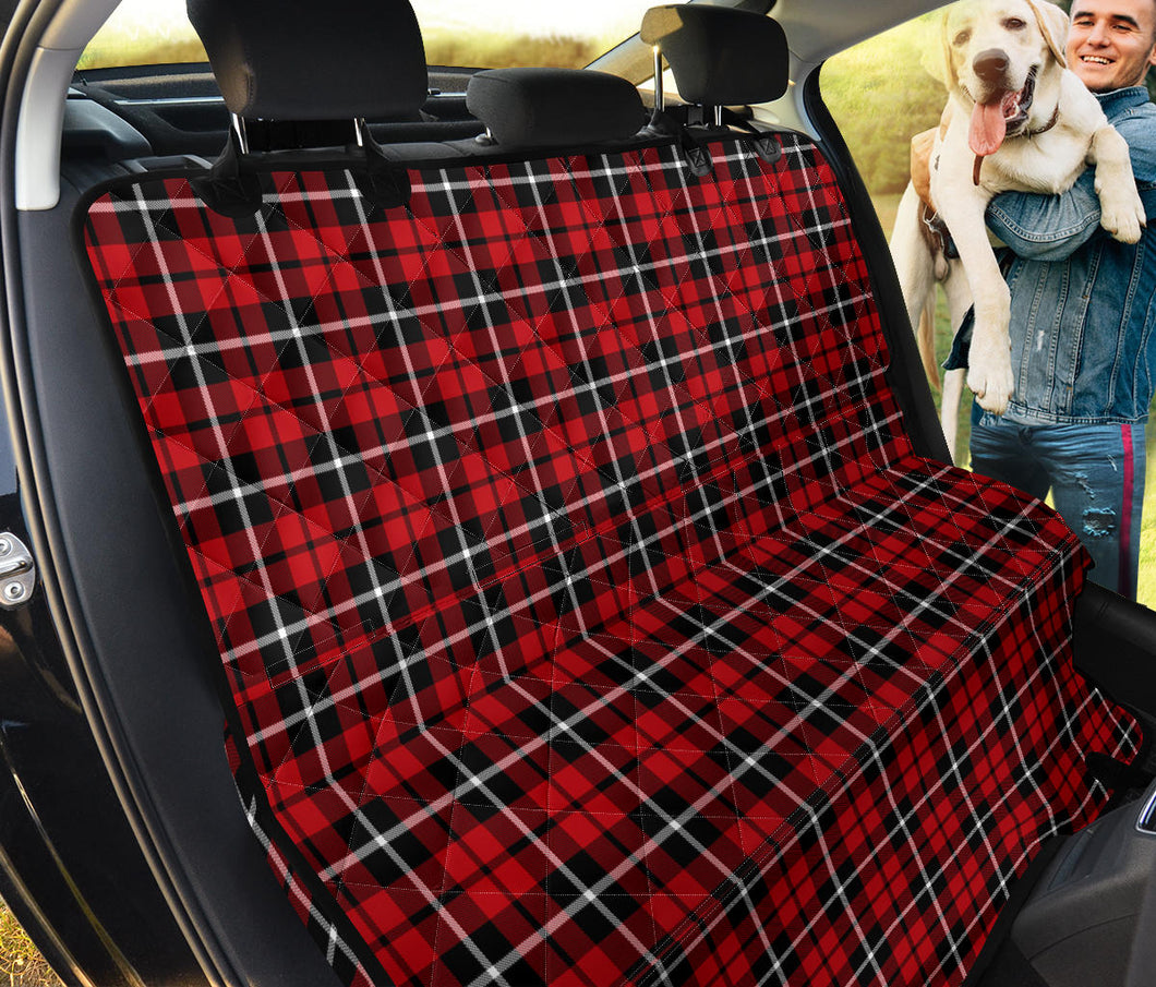Red, Black and White Traditional Plaid Pattern Pet Hammock  Dog Seat Cover