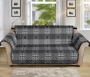 Gray Plaid With Deer Patchwork Furniture Slipcovers