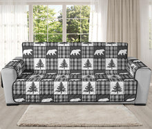 Load image into Gallery viewer, Gray and White Plaid With Bear and Pine Tree Pattern Furniture Slipcovers
