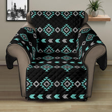 Load image into Gallery viewer, Turquoise, Gray and Black Ethnic Boho Pattern Furniture Slipcovers
