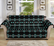 Load image into Gallery viewer, Turquoise, Gray and Black Ethnic Boho Pattern Furniture Slipcovers
