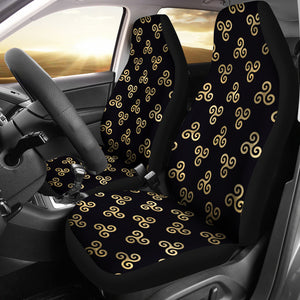 Black and Gold Celtic Triskele Pattern Car Seat Covers Triskelion