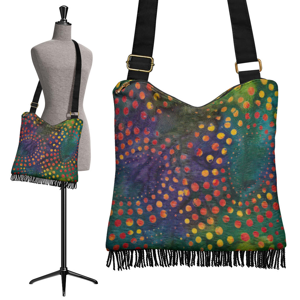 Bright Colors Rainbow Batik Boho Bag Shoulder Strap Crossbody Bag Purse Canvas