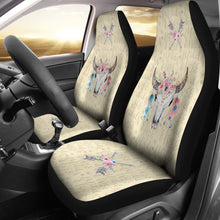 Load image into Gallery viewer, Wild and Free Boho Cow Skull Car Seat Covers Cream Color

