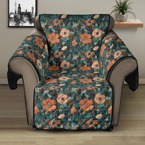 Floral Pattern Orange Peach and Teal Furniture Slipcovers