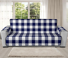 Load image into Gallery viewer, Navy Blue Marled Buffalo Check Furniture Slipcovers
