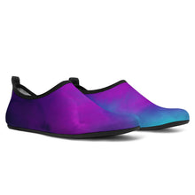 Load image into Gallery viewer, Teal and Purple Ombre Watercolor Water Shoes Aqua Shoes Swim Shoes

