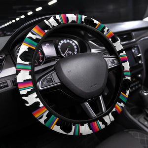 Cow With Serape Pattern Steering Wheel Cover