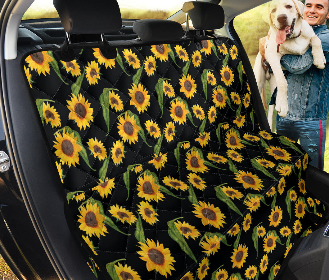 Black With Rustic Sunflower Pattern Back Bench Seat Cover For Pets