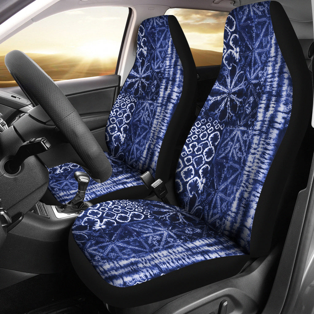 Shibori Indigo and White Tie Dye Style Car Seat Covers