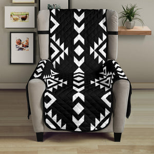 Black With White Ethnic Tribal Pattern on 23" Armchair Sofa Protector Slipcover