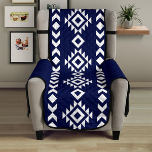 Navy White Tribal Ethnic Armchair Slipcover Protector For Up To 23" Seat Width Chairs