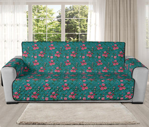 Teal With Pink Roses Shabby Chic Sofa Cover Protector