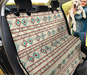 Cream, Turquoise, Red Ethnic Tribal Pattern Back Seat Cover For Pets Dog Hammock