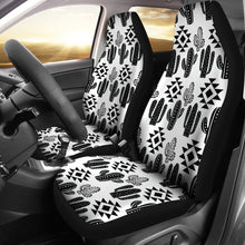 Load image into Gallery viewer, Black and White Boho Cactus Pattern Car Seat Covers Seat Protectors Set Of 2
