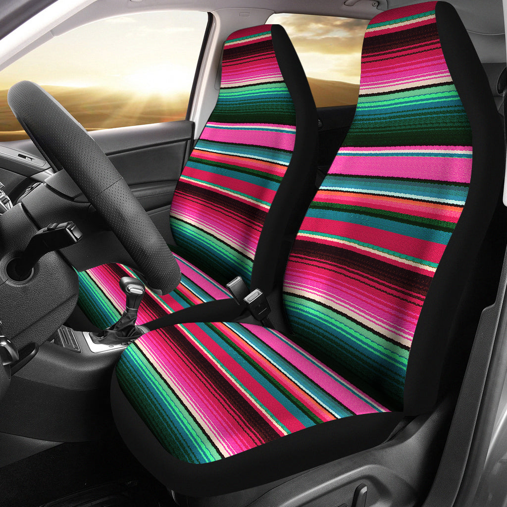 Serape Style Pink and Teal Car Seat Covers Set