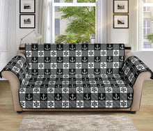 Load image into Gallery viewer, Black and White Nautical Theme  Patchwork Furniture Slipcover Protectors
