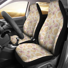 Load image into Gallery viewer, Subtle Lilac and Sand Colored Seashell Pattern on Antique White Car Seat Covers Set
