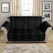 Load image into Gallery viewer, Black With Gray Ethnic Tribal Pattern on 54&quot; Seat Width Loveseat Protector Sofa Slipcover
