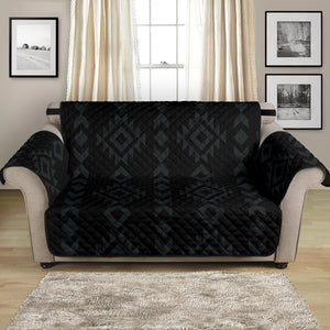 Black With Gray Ethnic Tribal Pattern on 54" Seat Width Loveseat Protector Sofa Slipcover