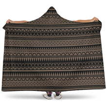Load image into Gallery viewer, Stone Brown With Tribal Pattern Hooded Blanket Ethnic Aztec Design
