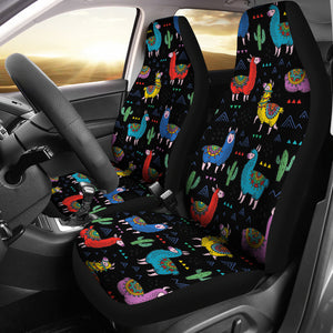 Black With Colorful Llamas Car Seat Covers Seat Protectors