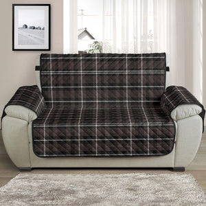 Brown, Black and White Plaid Tartan 48" Chair and a Half Couch Cover Sofa Protector