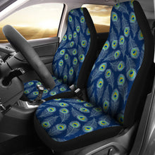 Load image into Gallery viewer, Blue With Green Peacock Feathers Car Seat Covers
