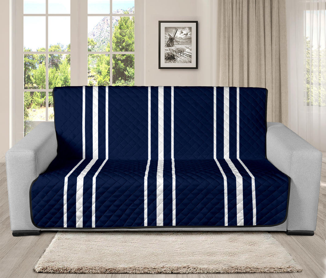 Navy Blue and White Stripes Futon Sofa Protector Slipcover For Up To 70