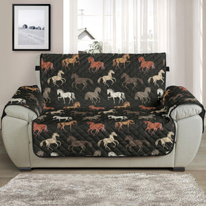 Horse Pattern on Dark Background 48" Loveseat Furniture Slipcover