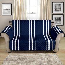 Load image into Gallery viewer, Navy Blue With White Stripes Loveseat Sofa Protector Slipcover For Up To 54&quot; Seat Width Couches
