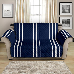 Navy Blue With White Stripes Loveseat Sofa Protector Slipcover For Up To 54" Seat Width Couches