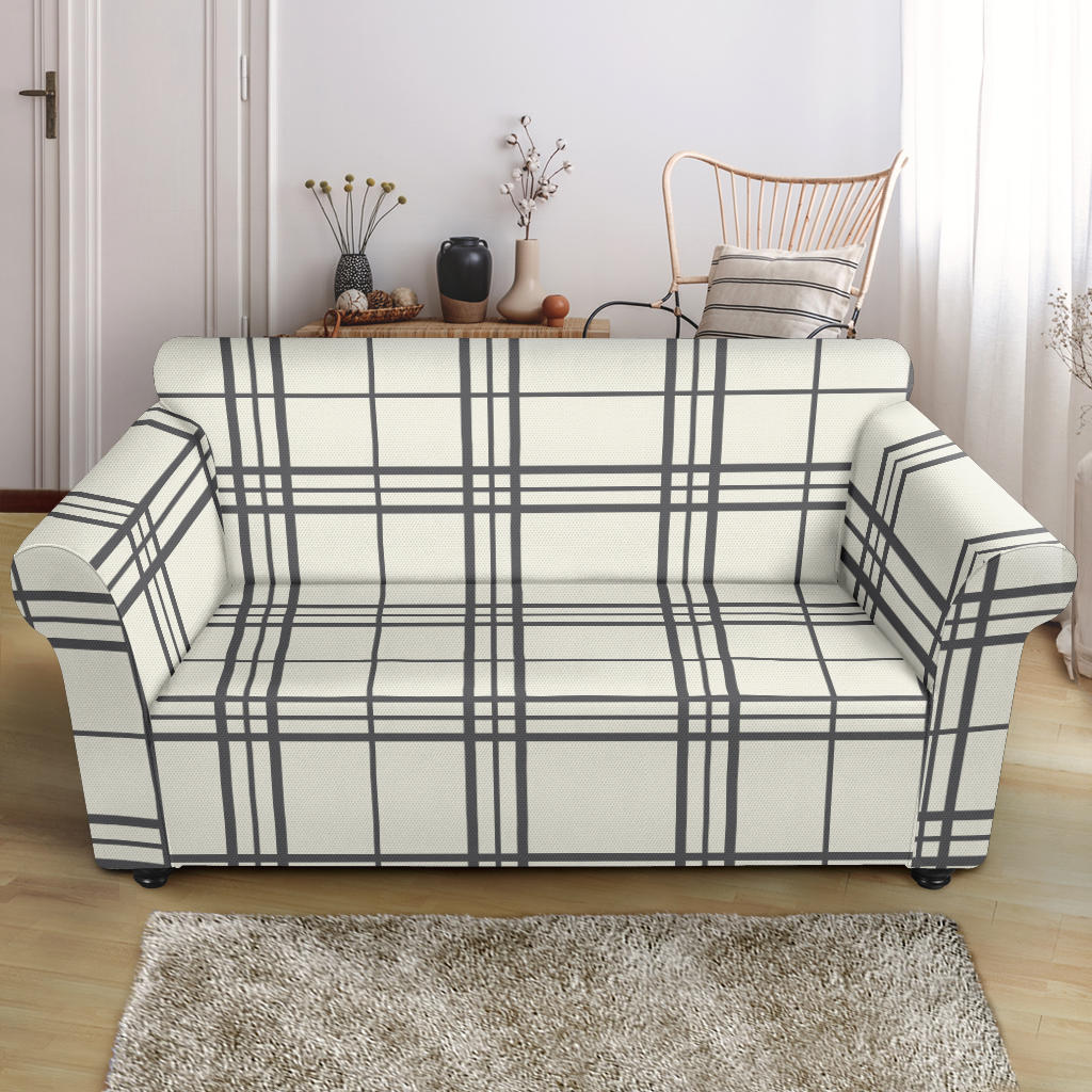 Large Plaid Loveseat Sofa Stretch Slipcover Protector