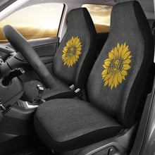 Load image into Gallery viewer, Faith Sunflower on Rustic Gray Faux Denim Background Car Seat Covers
