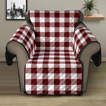 Load image into Gallery viewer, Burgundy and White Gingham Pattern Recliner Slipcover
