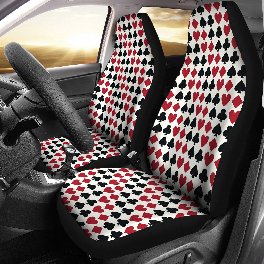 Playing Card Suit Red Black and White Car Seat Covers