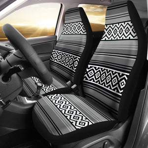 Gray Black and White Mexican Serape Inspired Car Seat Covers