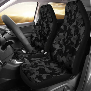 Camo Car Seat Covers Dark Gray and Black Seat Protectors Camouflage Pattern